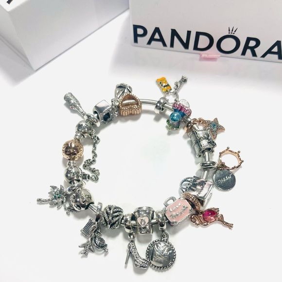 NWT Authentic PANDORA “Boss Babe” Themed Multi Charm Bracelet Rose Gold/Silver - Picture 4 of 15